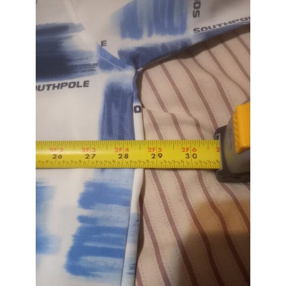 Vintage South Pole Shirt Button Up Polo Men's 2XL Blue All Over Print 90's Y2K - Picture 12 of 13